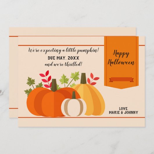 Baby Pumpkin maakt drie Herfst zwangerschap bekend Kaart (Voorkant / Achterkant)