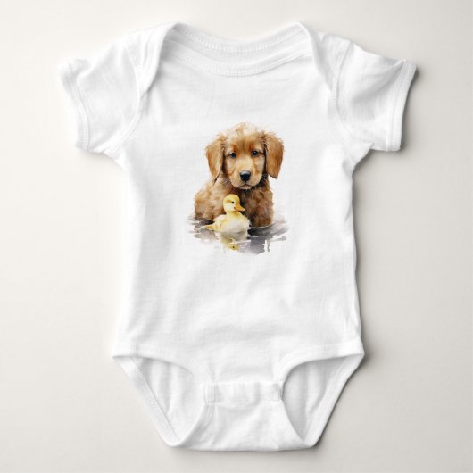 Baby Puppy Hond met Baby Duck Duckling Romper (Voorkant)