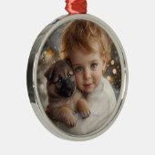 Baby & Puppy Kerstmis Magie Ornament (Rechts)