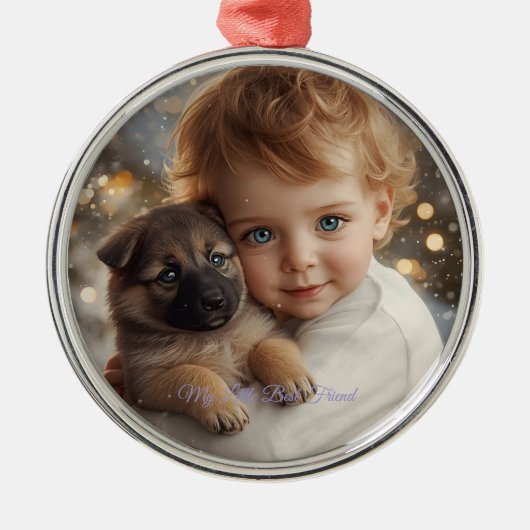 Baby & Puppy Kerstmis Magie Ornament (Voorkant)