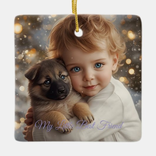 Baby & Puppy Kerstmis Magie Ornament (Voorkant)