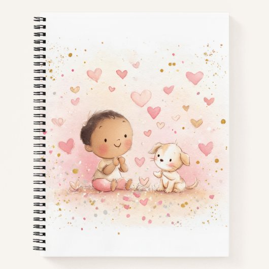 Baby & Puppy Valentine’s Notebook Notitieboek (Voorkant)