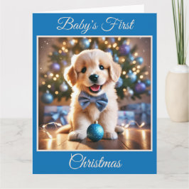 Baby Puppy's eerste kerst (blauw) Kaart