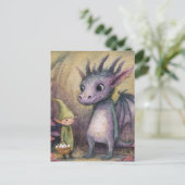 Baby Purple Dragon and Elf With Eggs Briefkaart (Staand voorkant)