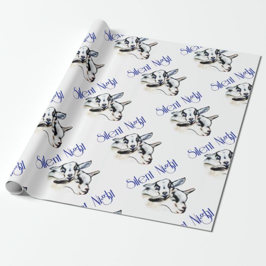 Baby Pygmy Goats Silent Night Kerst Wrapping Cadeaupapier (Uitgerold)