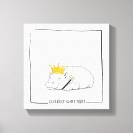 Baby Pygmy Hippo-Goodnight Sweet Prince Canvas Afdruk