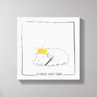 Baby Pygmy Hippo-Goodnight Sweet Prince Canvas Afdruk