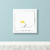 Baby Pygmy Hippo-Goodnight Sweet Prince Canvas Afdruk (Insitu (Houten vloer))
