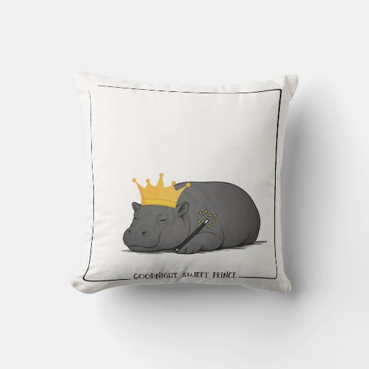 Baby Pygmy Hippo - Goodnight Sweet Prince Cushion Kussen (Voorkant)