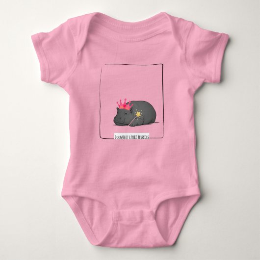 Baby Pygmy Hippo Princess Illustration Romper (Voorkant)