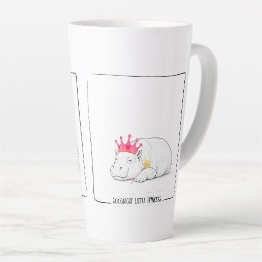 Baby Pygmy Hippo Princess Mug Latte Mok (Rechterhoek)