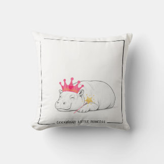 Baby Pygmy Hippo Princess Throw Pillow Kussen