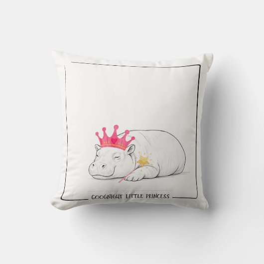 Baby Pygmy Hippo Princess Throw Pillow Kussen (Voorkant)