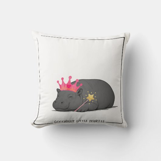 Baby Pygmy Hippo Princess Throw Pillow Kussen (Voorkant)