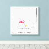 Baby Pygmy Hippo Princess -Wall Art Canvas Afdruk (Insitu (Houten vloer))