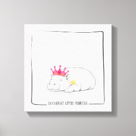 Baby Pygmy Hippo Princess Wall Canvas