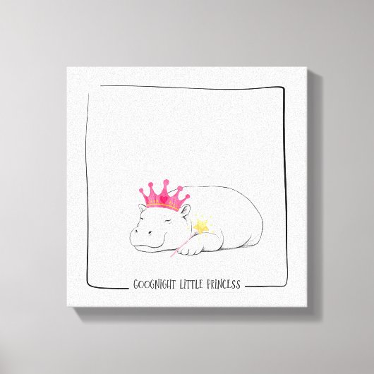 Baby Pygmy Hippo Princess Wall Canvas Afdruk (Voorkant)