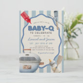 Baby-Q Achtertuin Baby shower Uitnodiging (Staand voorkant)