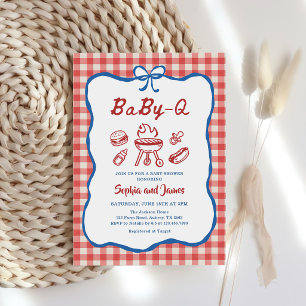Baby Q achtertuin BBQ 4 juli baby shower Kaart