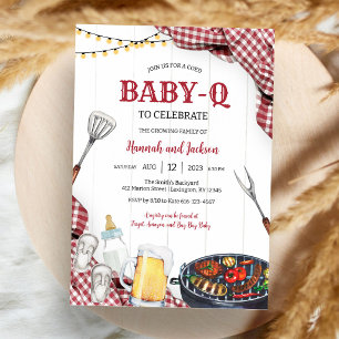 BABY-Q Achtertuin BBQ Baby Shower Uitnodiging