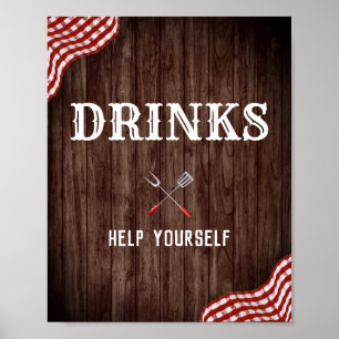 Baby Q Achtertuin BBQ Decoraties Dranken Poster