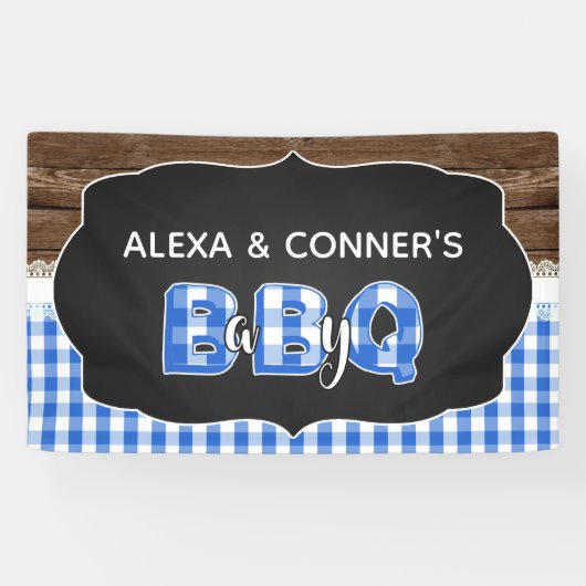 Baby Q Baby shower Banner - Donkerblauw (Horizontaal)