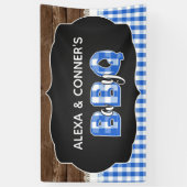 Baby Q Baby shower Banner - Donkerblauw (Verticaal)