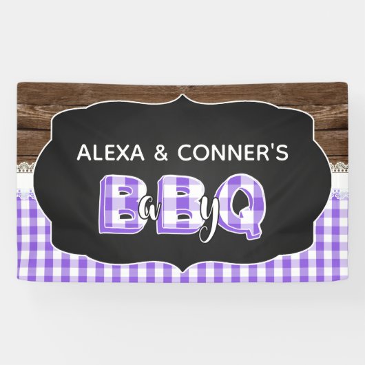 Baby Q Baby shower Banner - Paarse (Horizontaal)