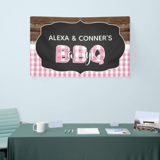 Baby Q Baby shower Banner - Roze (Beurs)