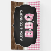 Baby Q Baby shower Banner - Roze (Verticaal)