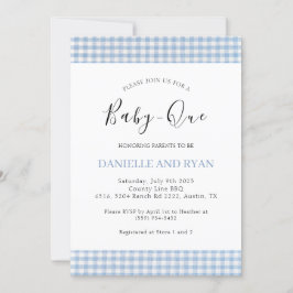 Baby Q Baby shower Barbecue Checkered Boy Blue Kaart