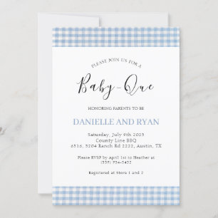Baby Q Baby shower Barbecue Checkered Boy Blue Kaart