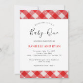 Baby Q Baby shower Barbecue Geruit Rood Kaart (Voorkant)