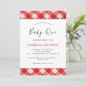 Baby Q Baby shower Barbecue Geruit Rood Kaart (Staand voorkant)