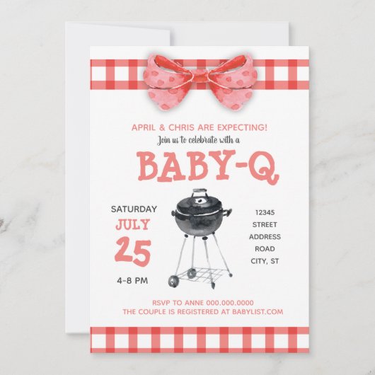 BABY-Q Baby shower Barbeque BarbecueUitnodiging Kaart (Voorkant)