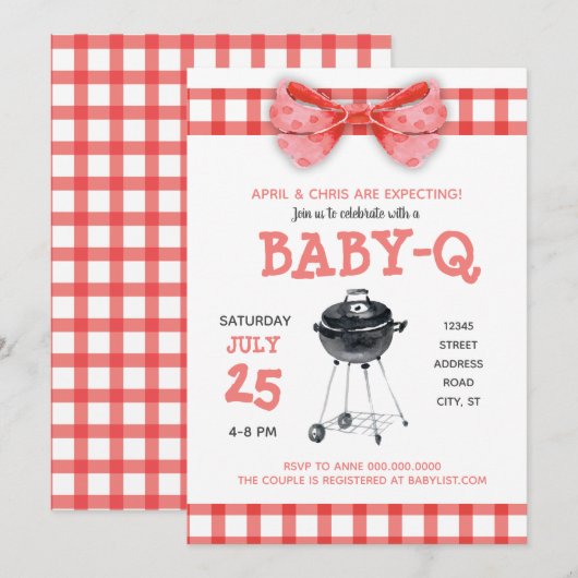 BABY-Q Baby shower Barbeque BarbecueUitnodiging Kaart (Voorkant / Achterkant)