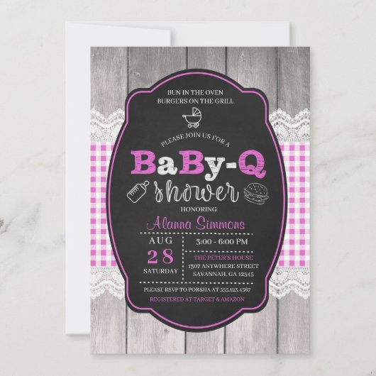 Baby Q Baby shower BBQ Uitnodiging (Voorkant)