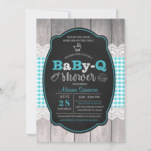 Baby Q Baby shower BBQ Uitnodiging (Voorkant)