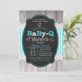 Baby Q Baby shower BBQ Uitnodiging (Staand voorkant)