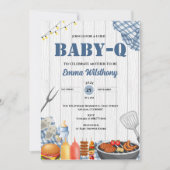 Baby-Q Baby Shower Boy Rustic BBQ Backyard Plaid Kaart (Voorkant)