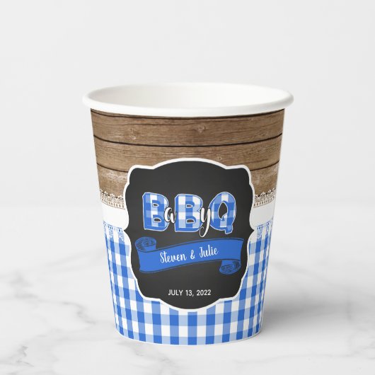 Baby Q Baby shower Cup - Blauw Papieren Bekers (Achterkant)