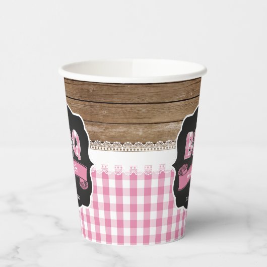 Baby Q Baby shower Cup - lichtroze Papieren Bekers (Links)