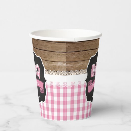 Baby Q Baby shower Cup - lichtroze Papieren Bekers (Rechts)