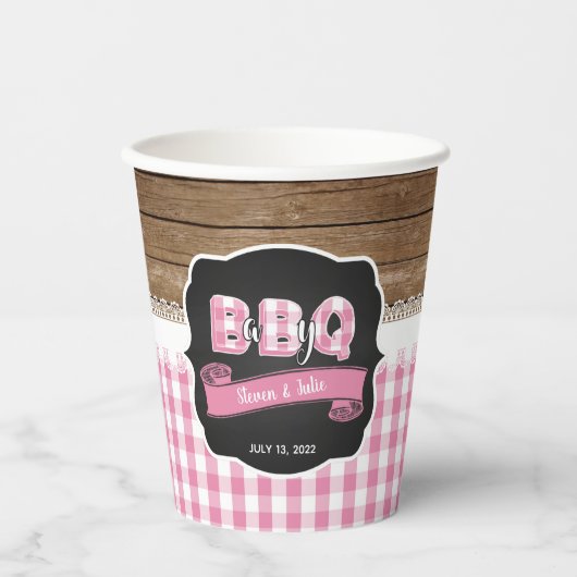 Baby Q Baby shower Cup - lichtroze Papieren Bekers (Voorkant)