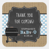 Baby Q baby shower dank u gunst sticker BLAUW (Voorkant)