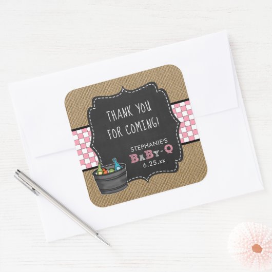 Baby Q baby shower dank u voor sticker PINK (Envelop)