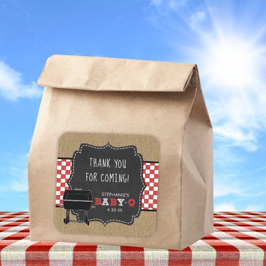 Baby Q baby shower dank u voor sticker RED