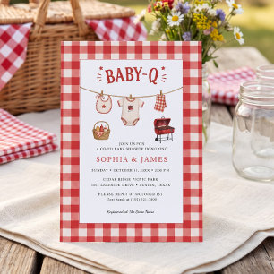 Baby Q Baby Shower Gingham Waslijn & Grill Kaart