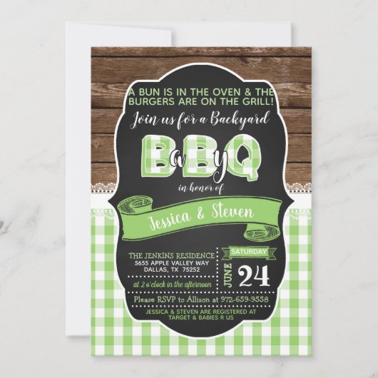 Baby Q Baby shower Invitation - Groen Kaart (Voorkant)