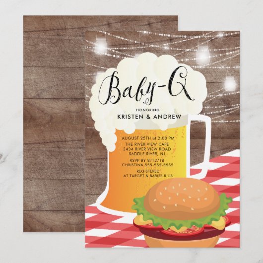BABY - Q Baby shower Invitation Kaart (Voorkant / Achterkant)